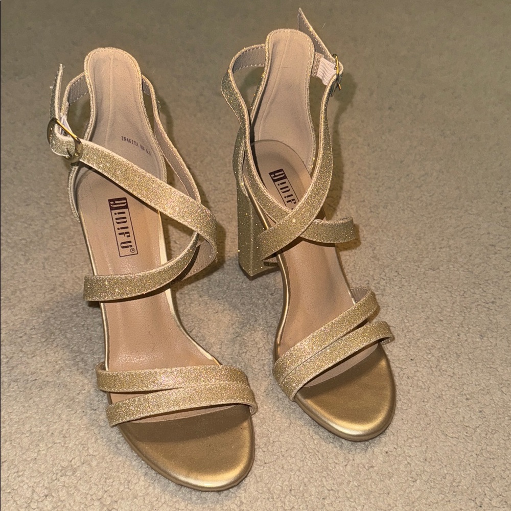 Gold Strappy Heeled Sandals